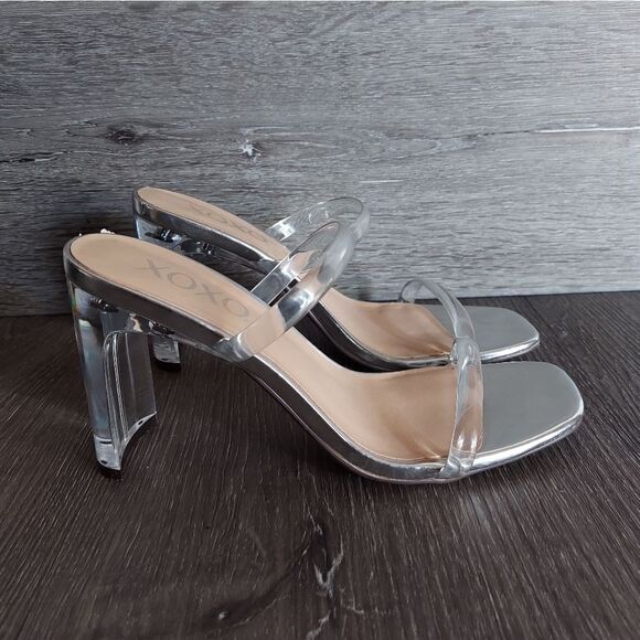 Women's XOXO Verena Dress Sandals Clear Slip On Heels Size 6 - Picture 1 of 11